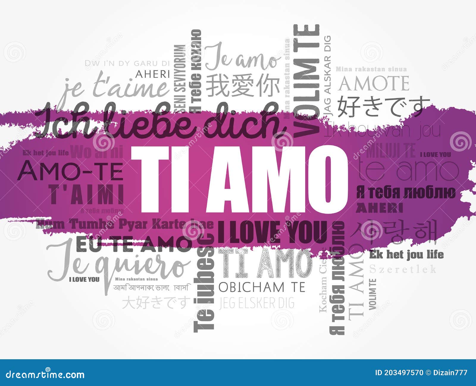 Ti Amo (I Love You in Italian) in Different Languages Stock ...