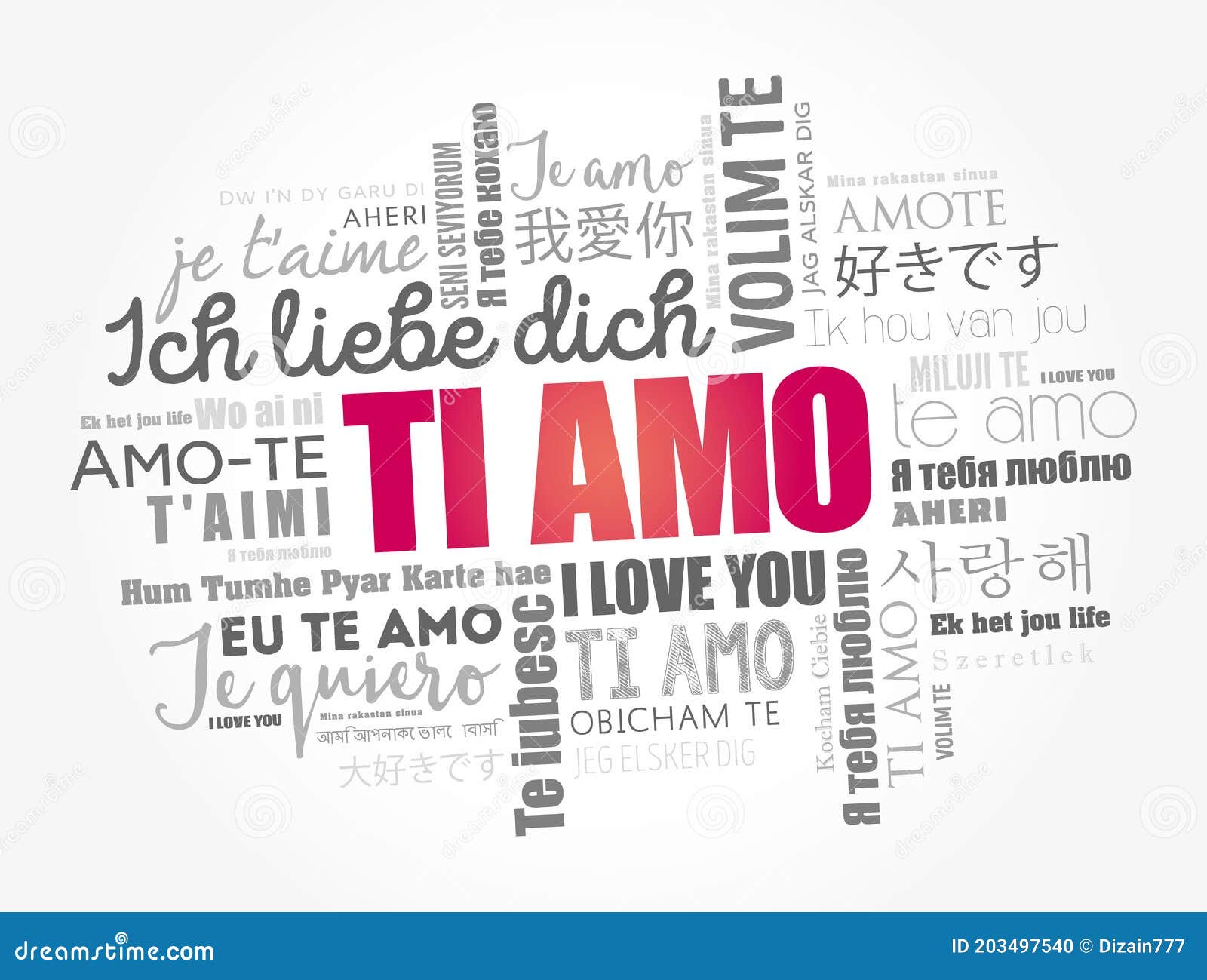 Ti Amo (I Love You in Italian) in Different Languages Stock ...