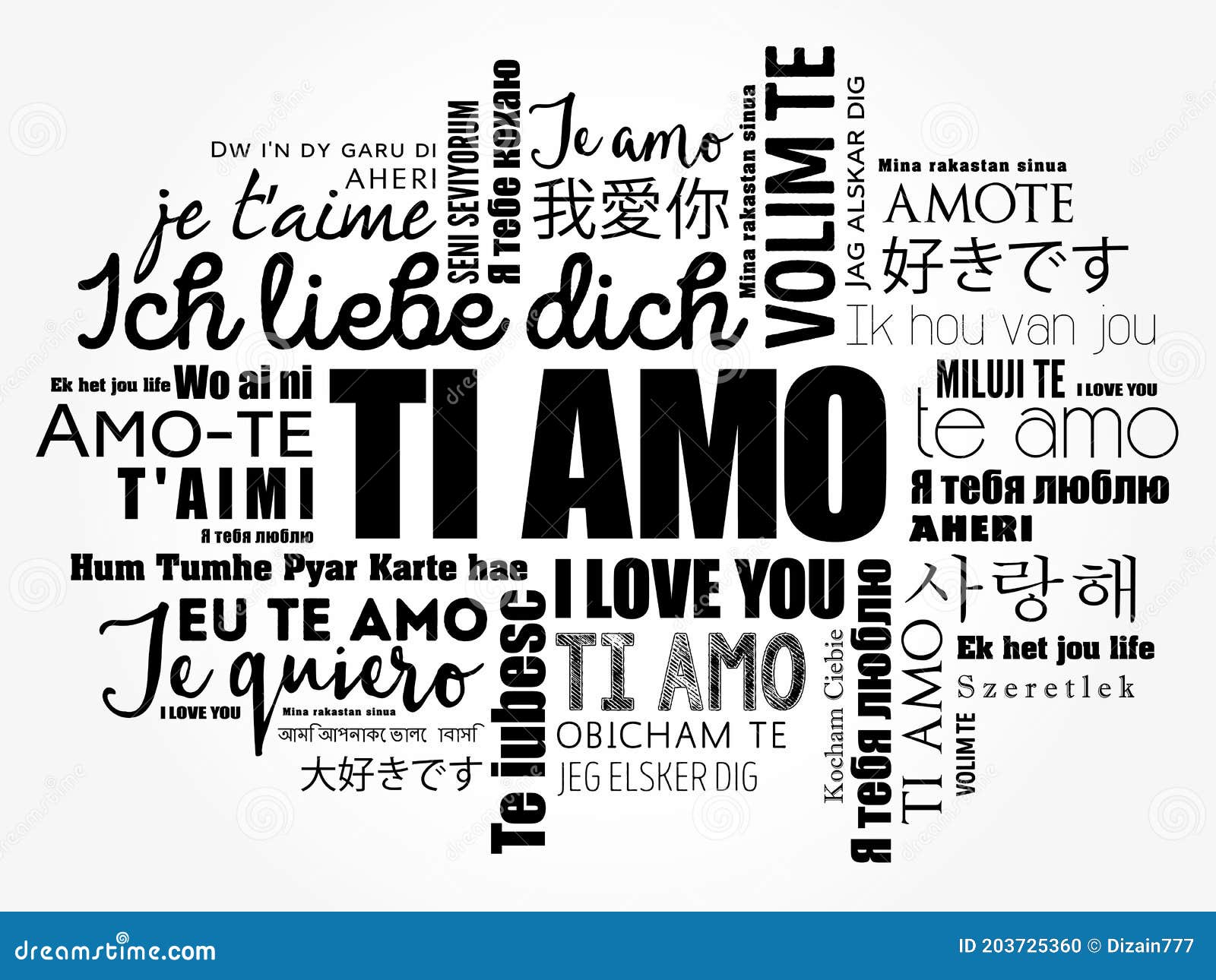 Ti Amo (I Love You in Italian) Word Cloud Stock Illustration ...