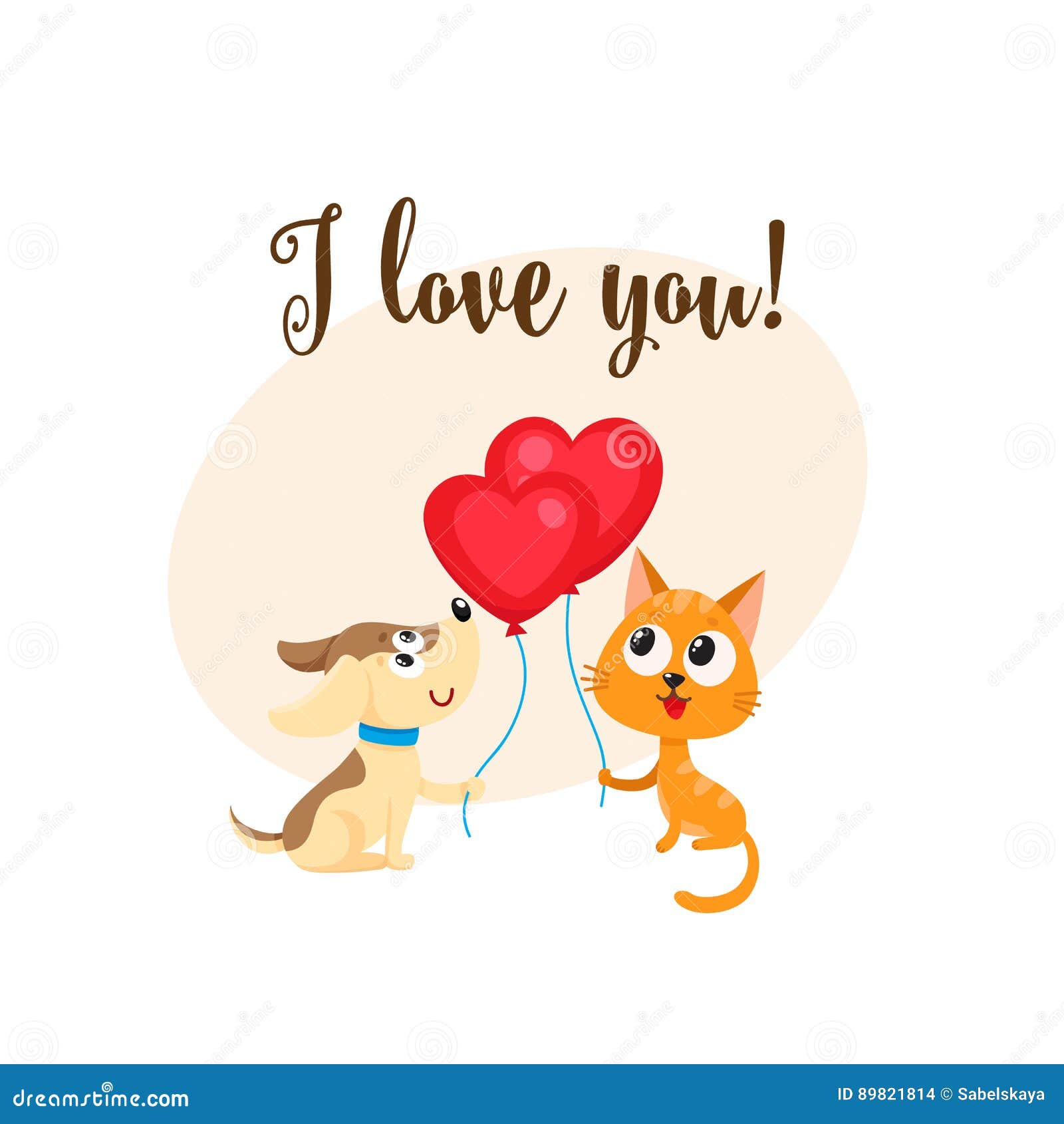Ti Amo La Carta Con Il Cane, Il Gatto, Cuore Ha Modellato Il Pallone  Illustrazione Vettoriale - Illustrazione di sfondo, adorabile: 89821814