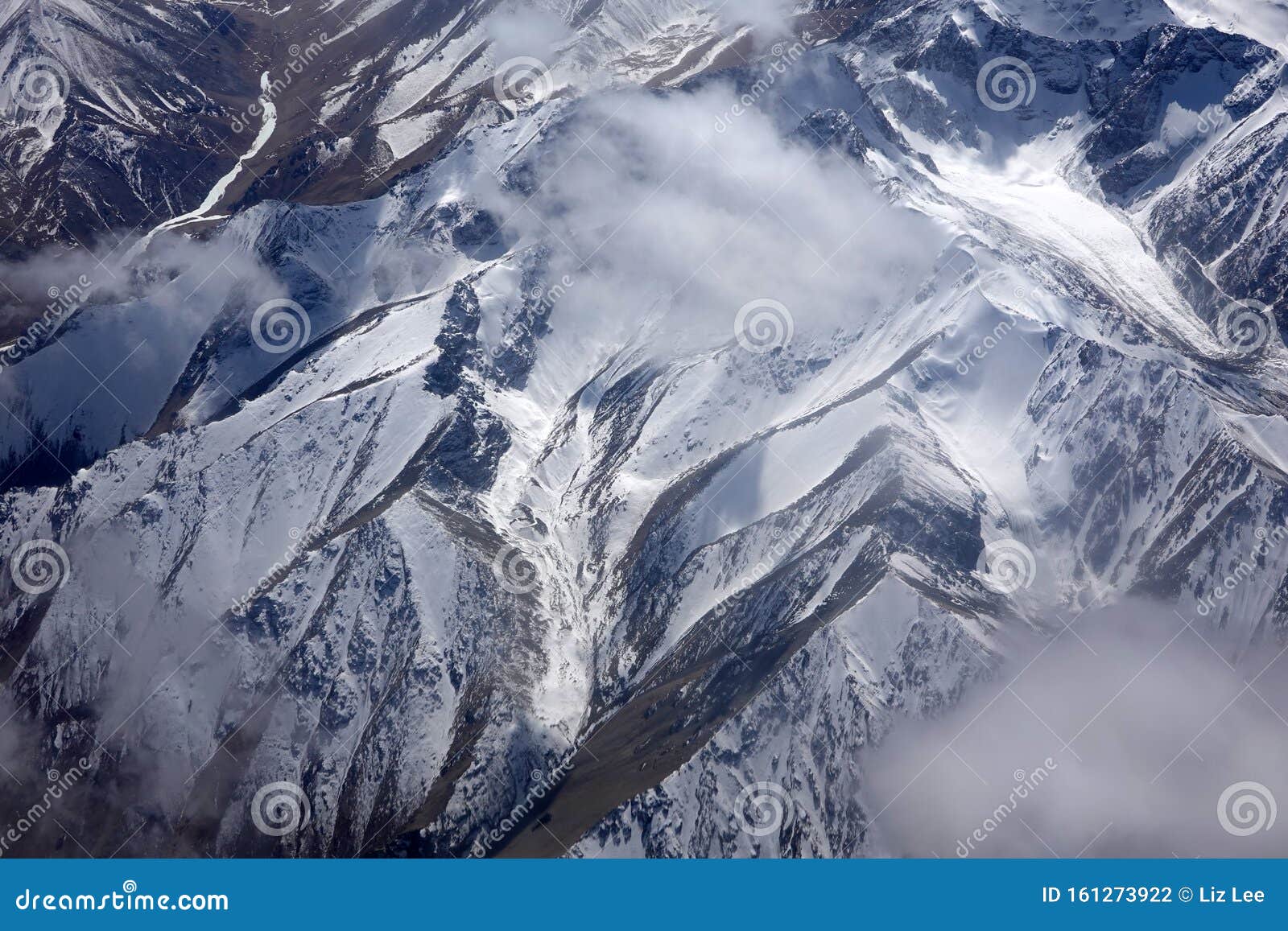 bird view of snowy tianshan from an airplane