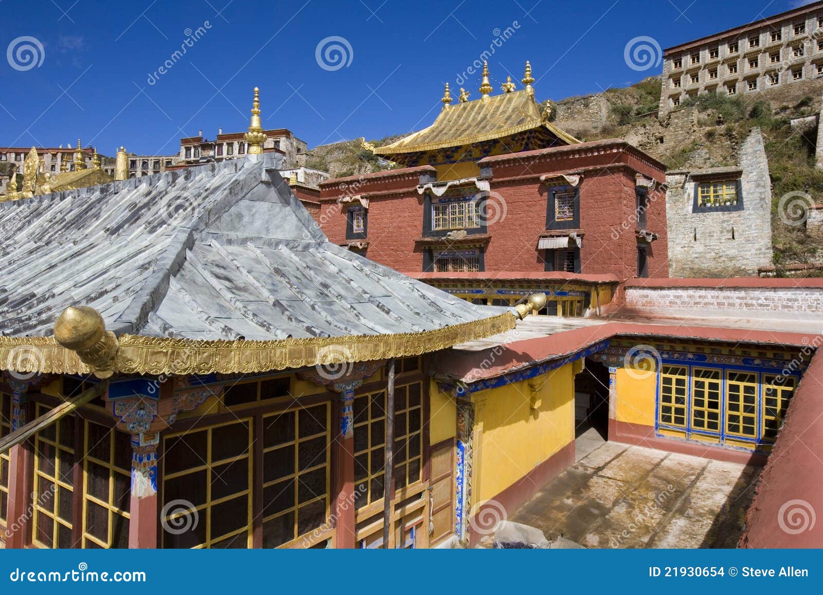 Tibet Ganden Buddhist Monastery Stock Photo Image of monastic