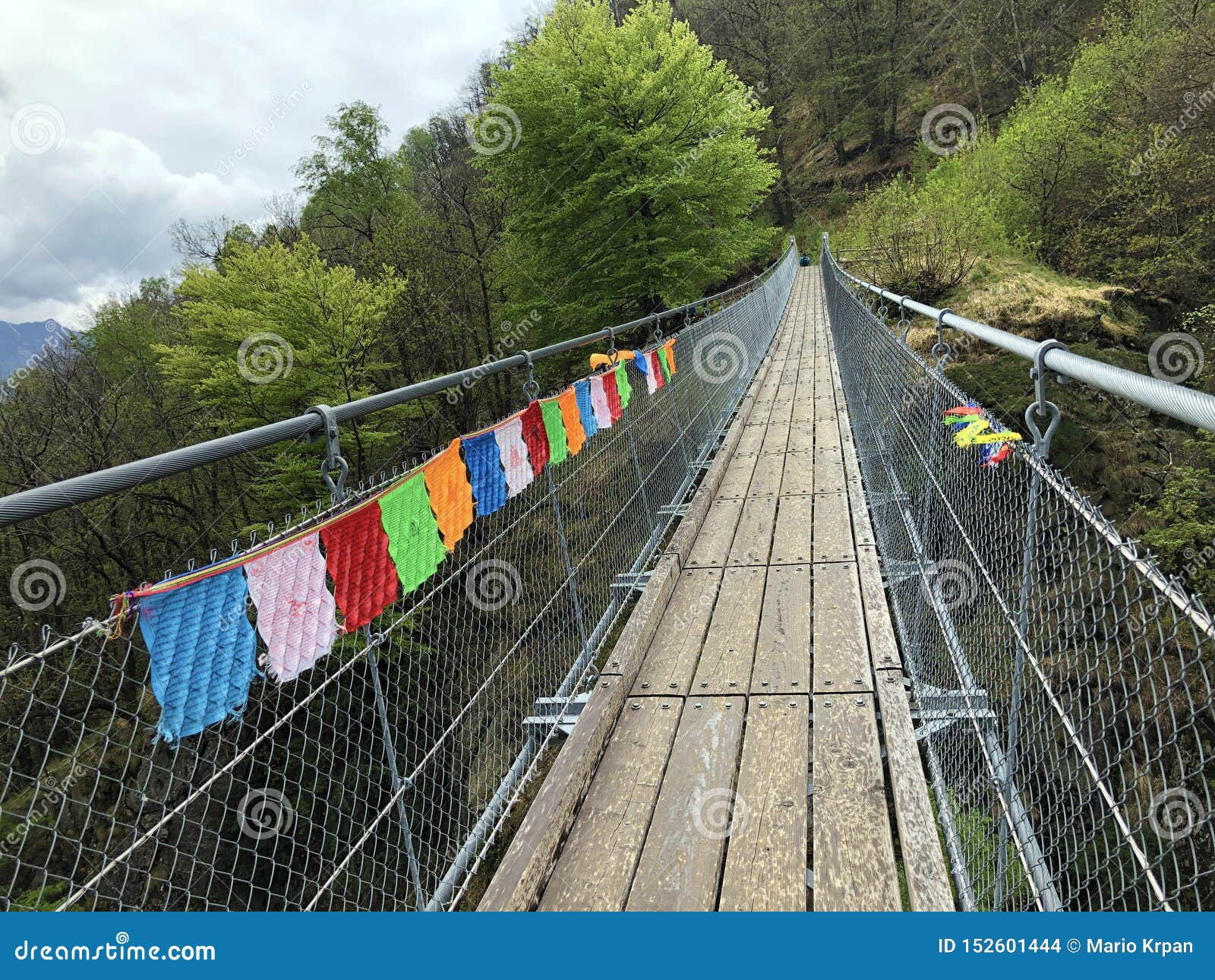 tibetan bridge carasc or ponte tibetano valle di sementina or tibetische brucke carasc, monte carasso