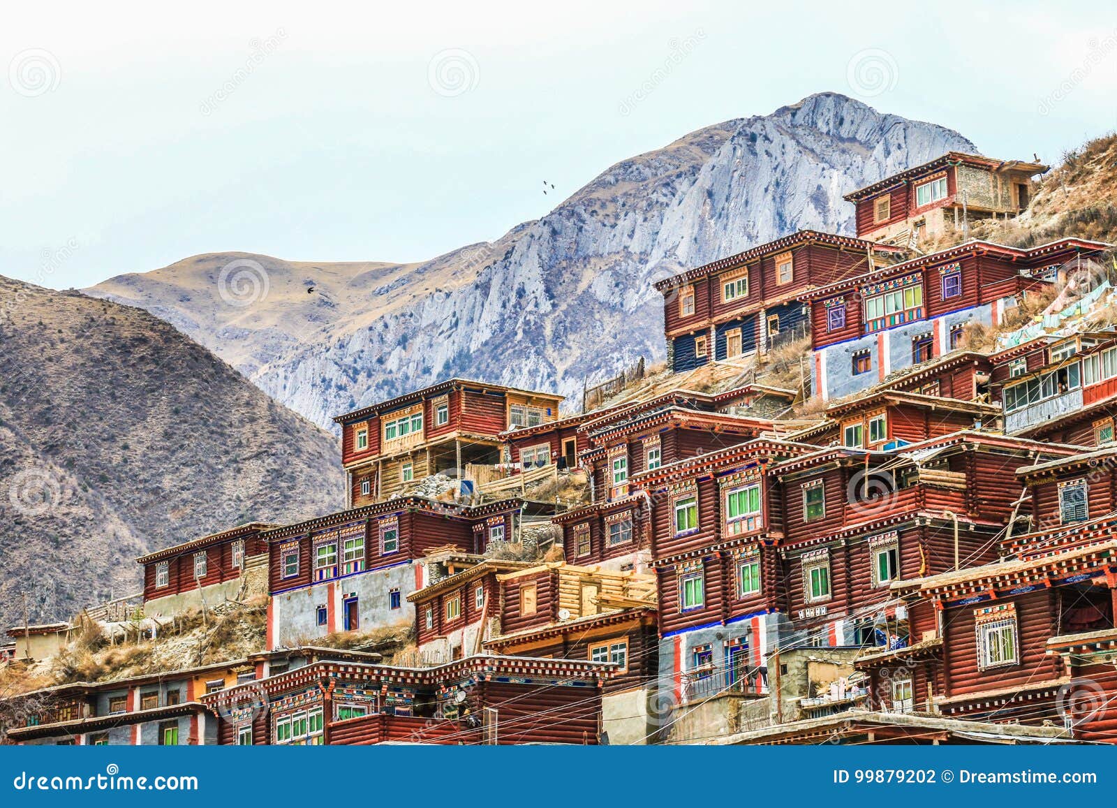 Tibetan Houses In The Mountains Stock Photo Image Of House Roofs