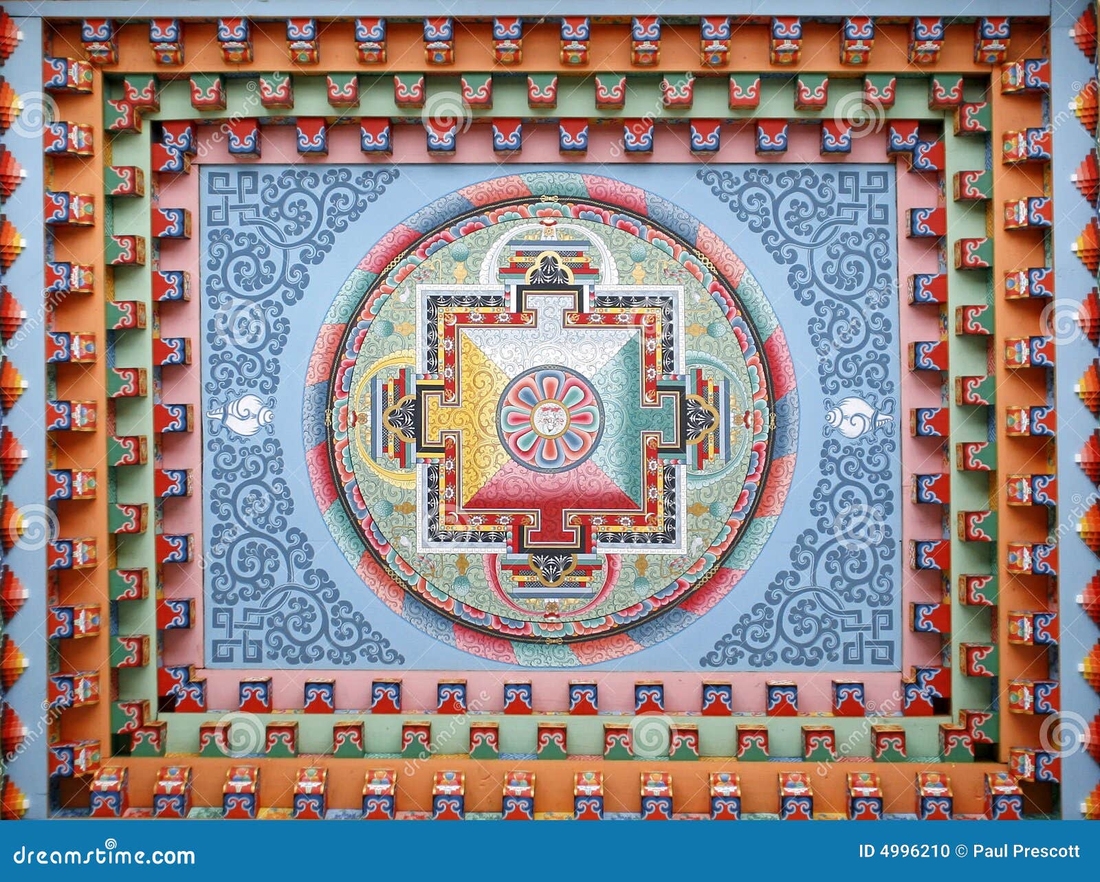 tibetan mandala painting on monestery