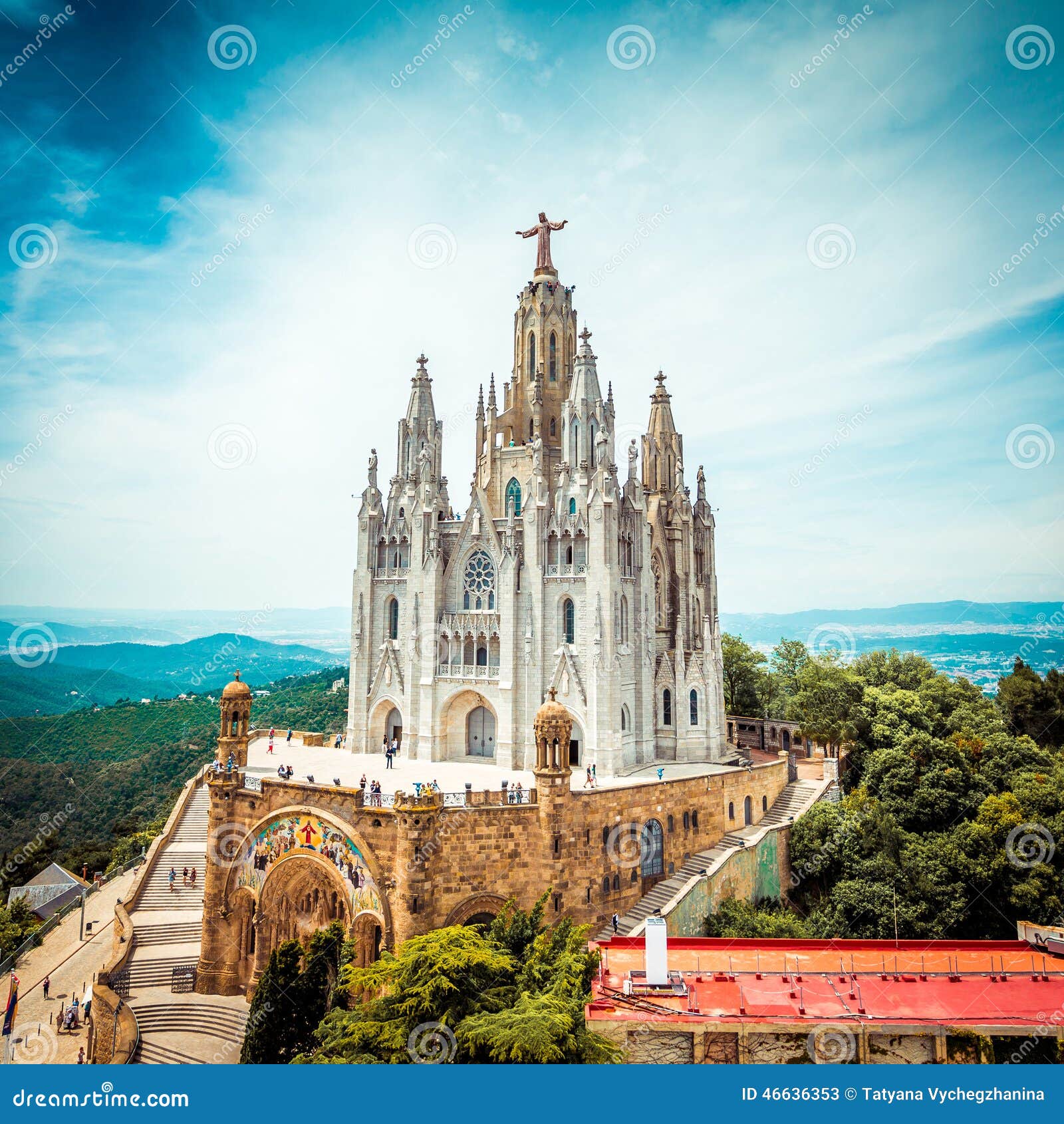 tibidabo church on mountain in barcelona