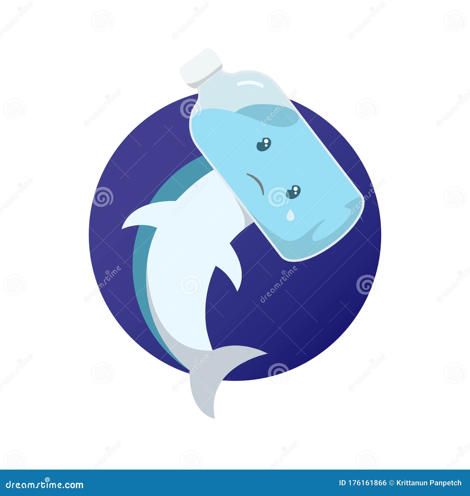 Tiburón Con Botella De Cabeza. Concepto De Contaminación Marina Plástica.  Ilustración del Vector - Ilustración de cubo, agua: 176161866