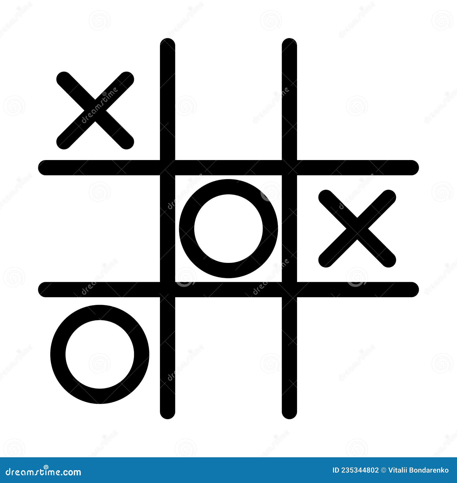 Tic-tac-toe game with hearts and crosses Vector Image