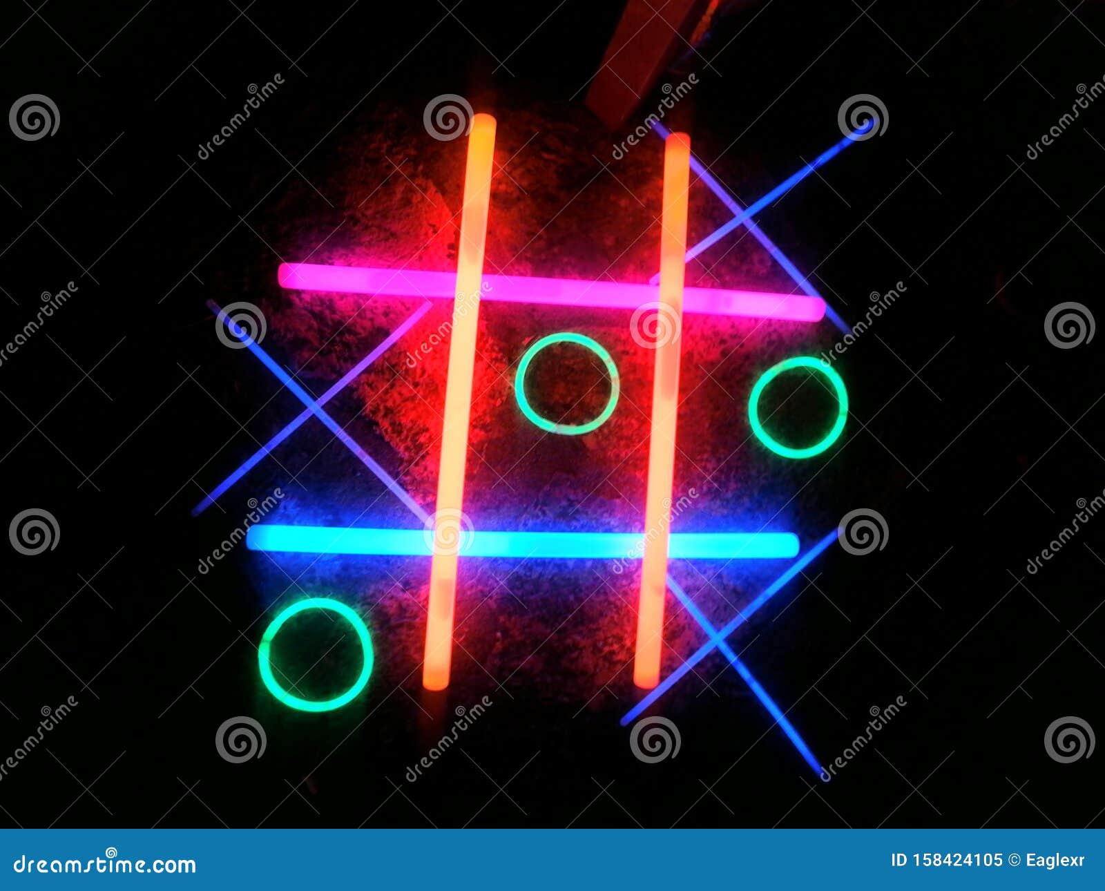 Tic tac toe glow sticks stock image. Image of colors - 158424105