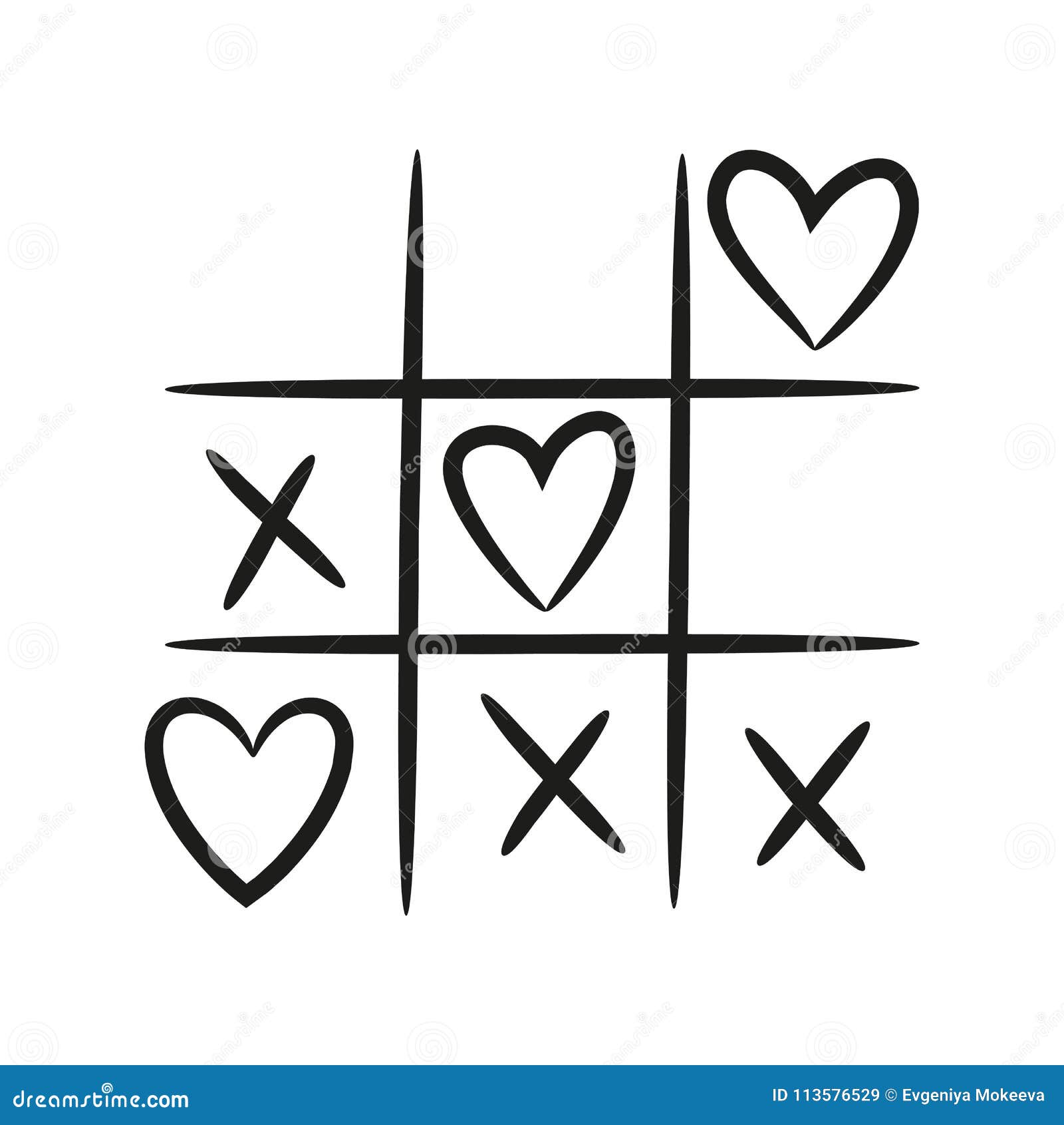 Tic tac toe with hearts on white background Vector Image