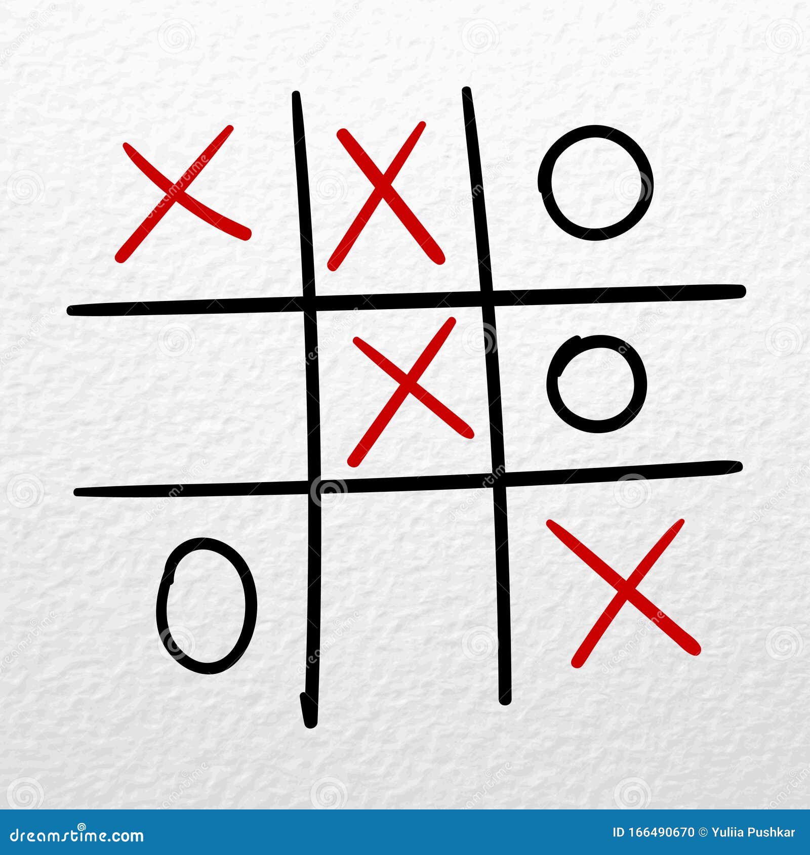 Tic Tac Toe Jogo Desenhado à Mão Num Vetor Com Textura De Papel Branco  Ilustração do Vetor - Ilustração de desafio, grade: 166490670