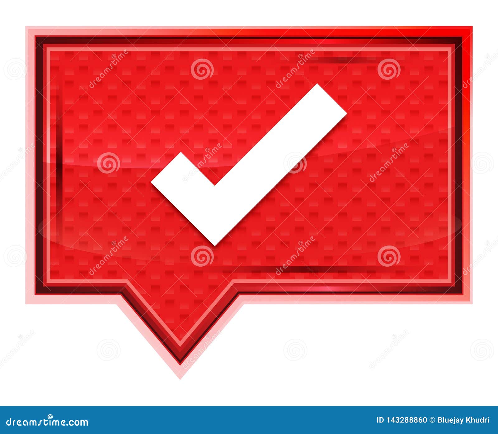 Tick Mark Icon Misty Rose Pink Banner Button Stock Illustration