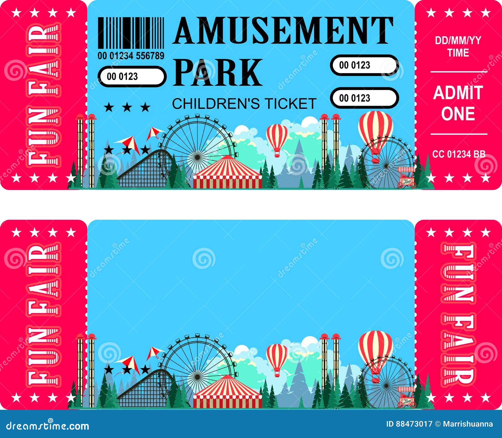 Ticket amusement park stock vector. Illustration of fair 88473017