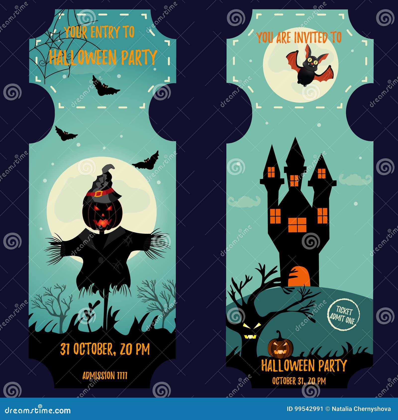 ticket halloween party invitation template halloween background