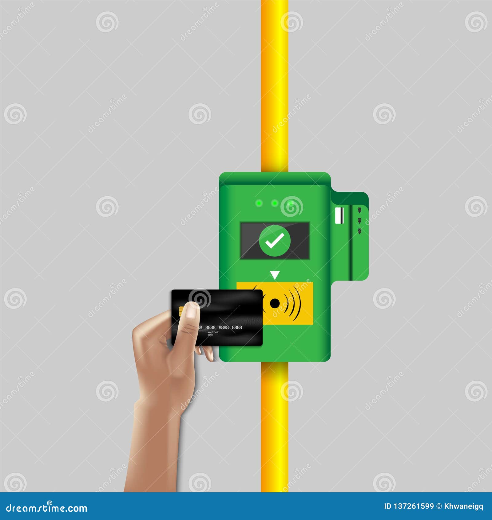 Ticket Pass Validation Card Machine Of Transportation., Passenger Hand Is Holding Credit Or ...