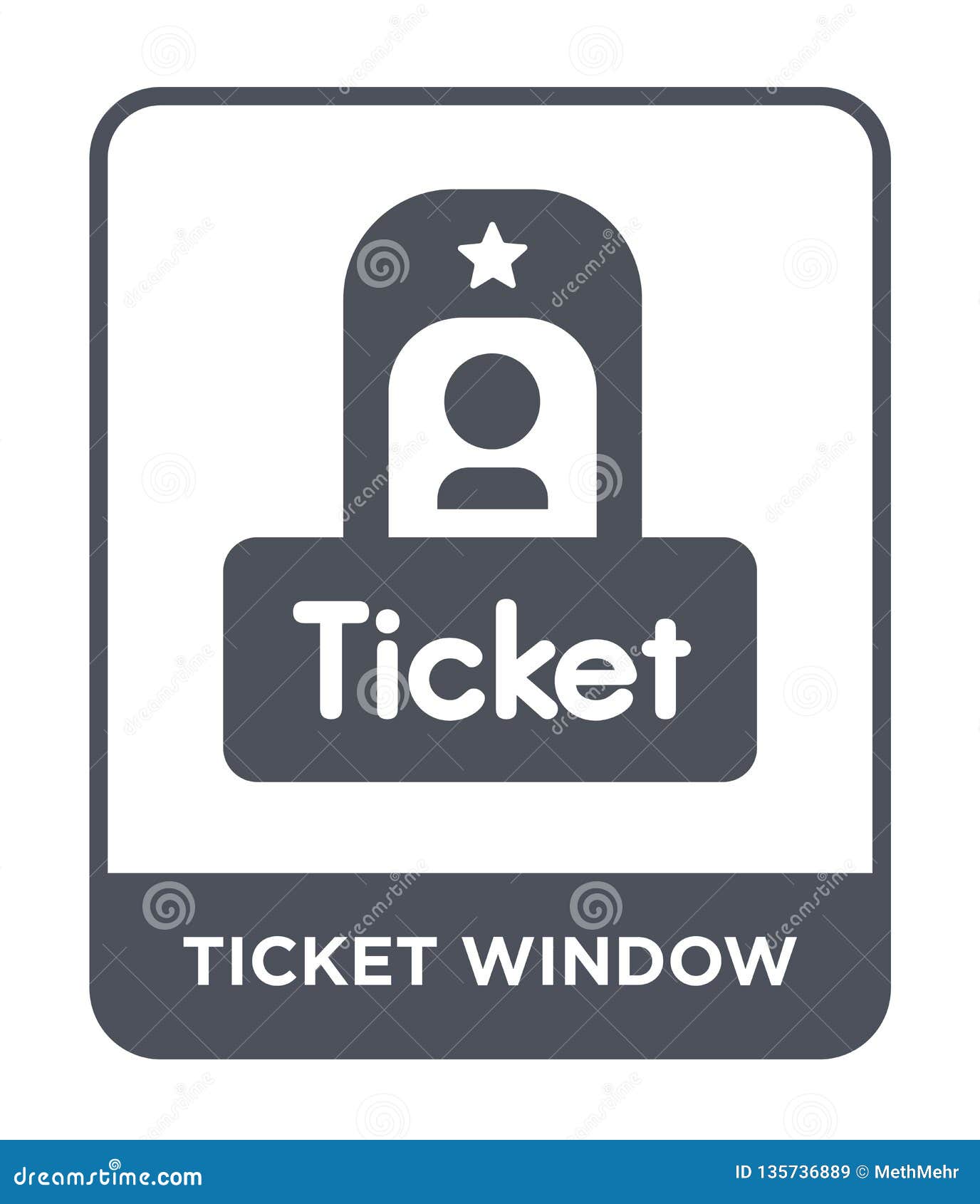 Ticket Window Icon in Trendy Design Style. Ticket Window Icon Isolated