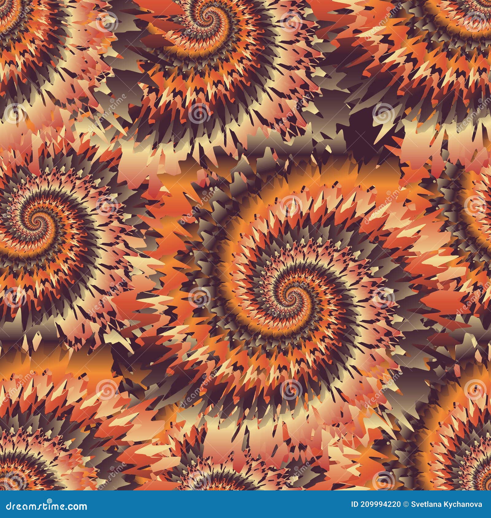 Tiedye Bight Seamless Pattern in Orange and Black Colors Stock Vector Illustration of orange