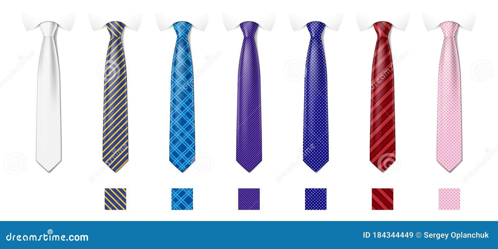 Tie Mockup with Different Fashion Pattern. Striped Silk Neckties ...