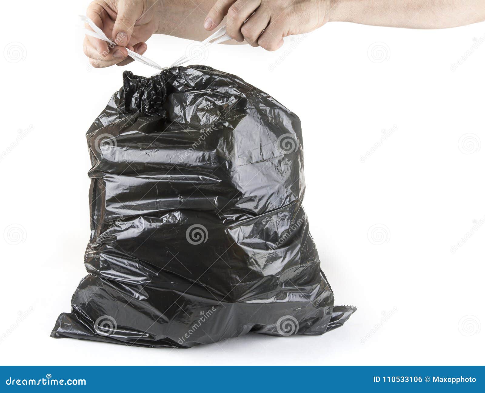 Tied Up Black Trash Bag Ready To Put To Garbage. Stock Photo Image of junk, recycle 110533106
