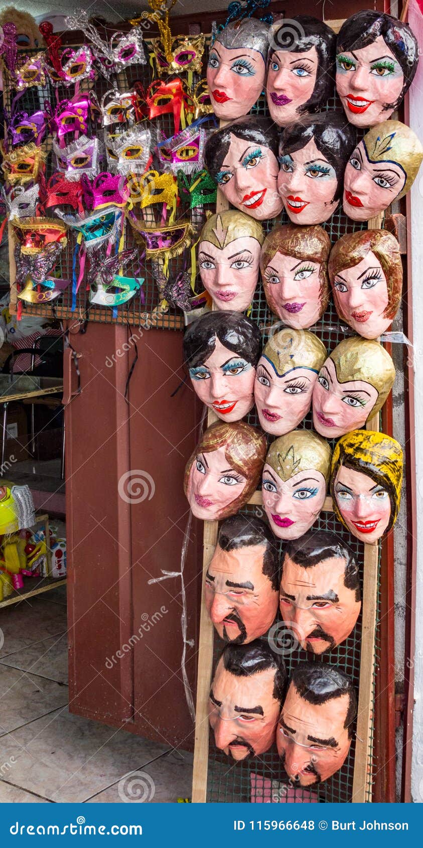 a tienda market selling polital and fun masks for an upcoming