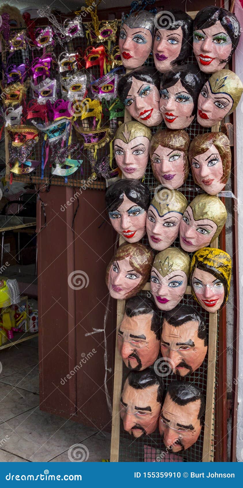 a tienda selling political and fun masks