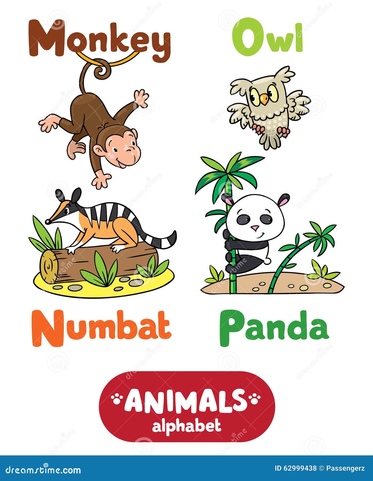 Tiere Alphabet oder ABC vektor abbildung. Illustration von asien - 62999438