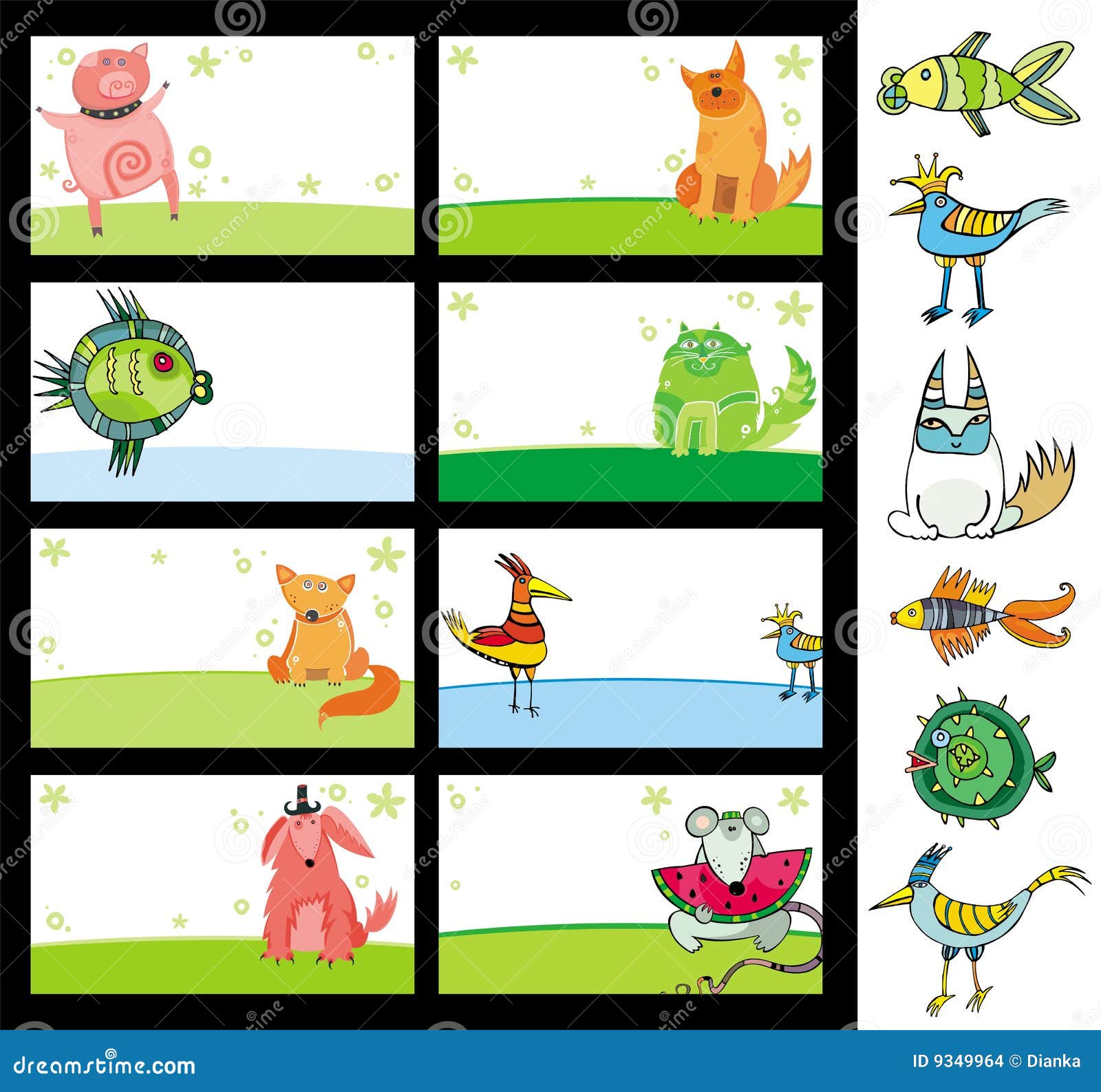 Tierkarten. vektor abbildung. Illustration von symbol - 9349964