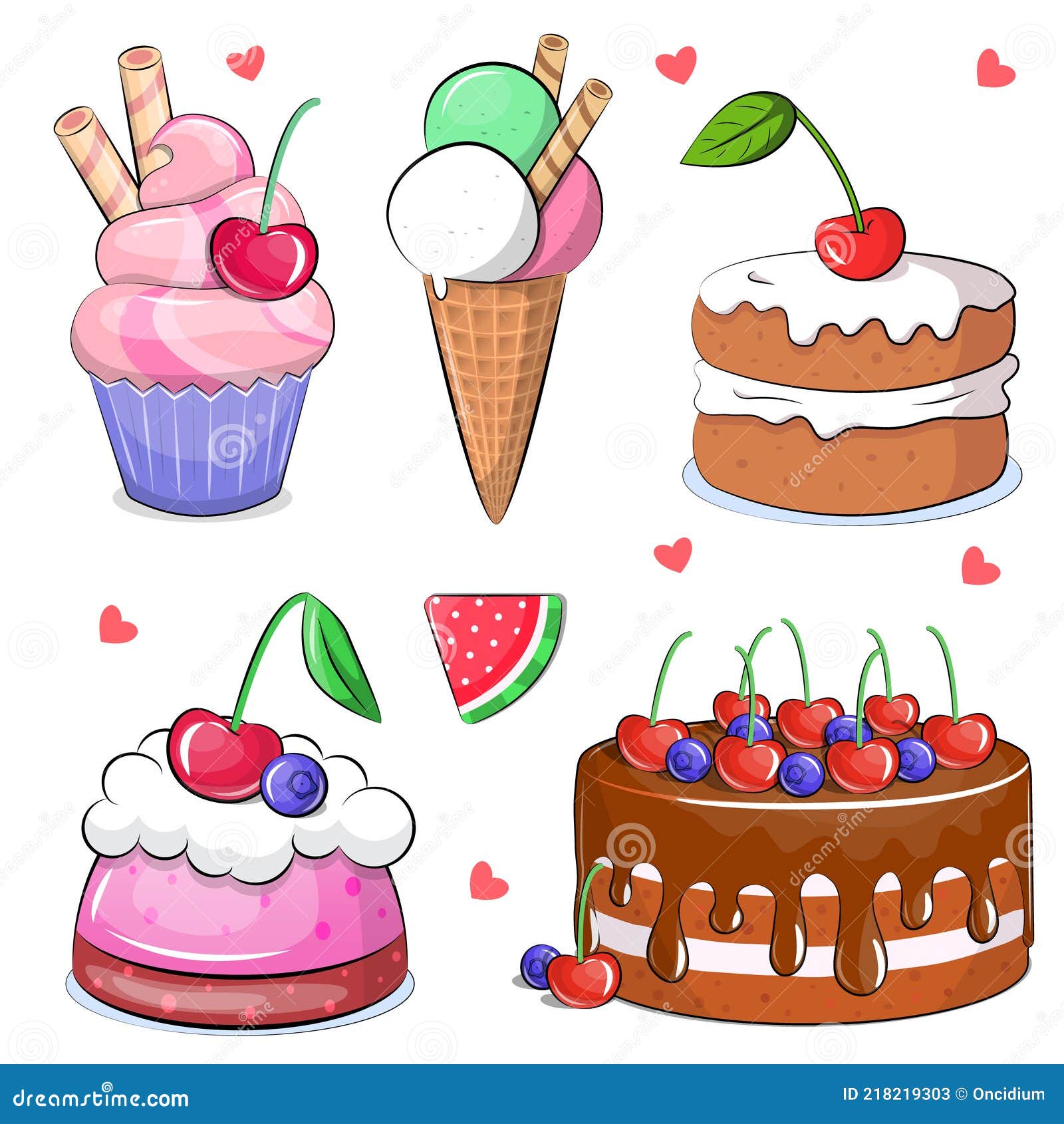 Tierno Dibujos Animados Dulces Postres : Mousse De Pastel De Helado De  Cupcake. Ilustración del Vector - Ilustración de dulce, crema: 218219303