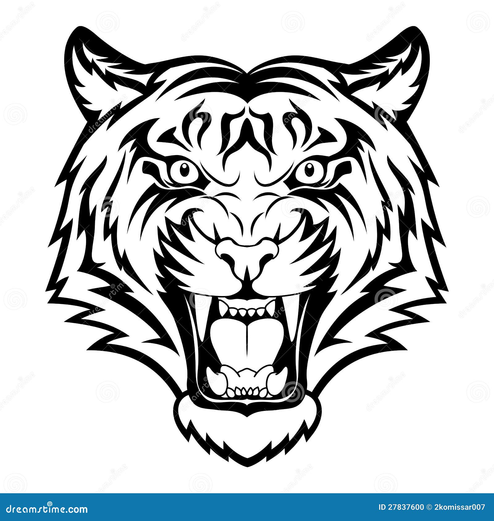 Tiger Head Vector Drawing, Tiger Face Drawing Sketch, Tiger Head in Black  and White Stock Vector - Illustration of black, beast: 137923302