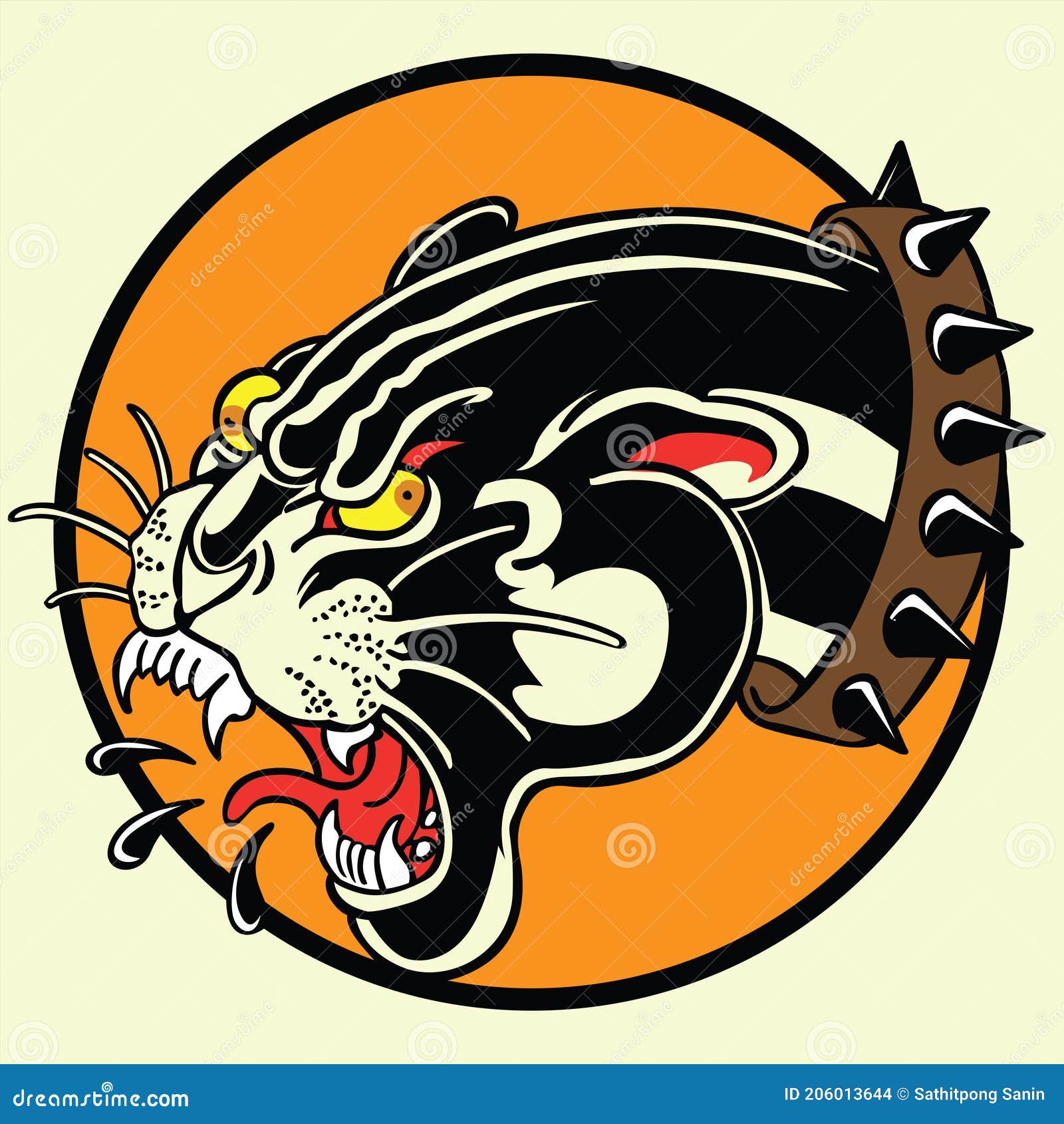 Tiger Black Tiger Old Scholl Tattoo Vintgae Vector Illustration Stock ...