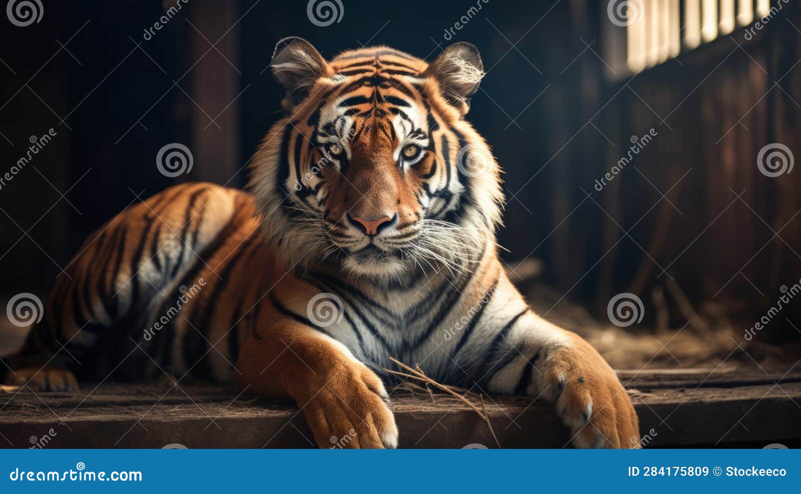 Moody Tiger Portrait on Wooden Board: a Captivating and Ambitious