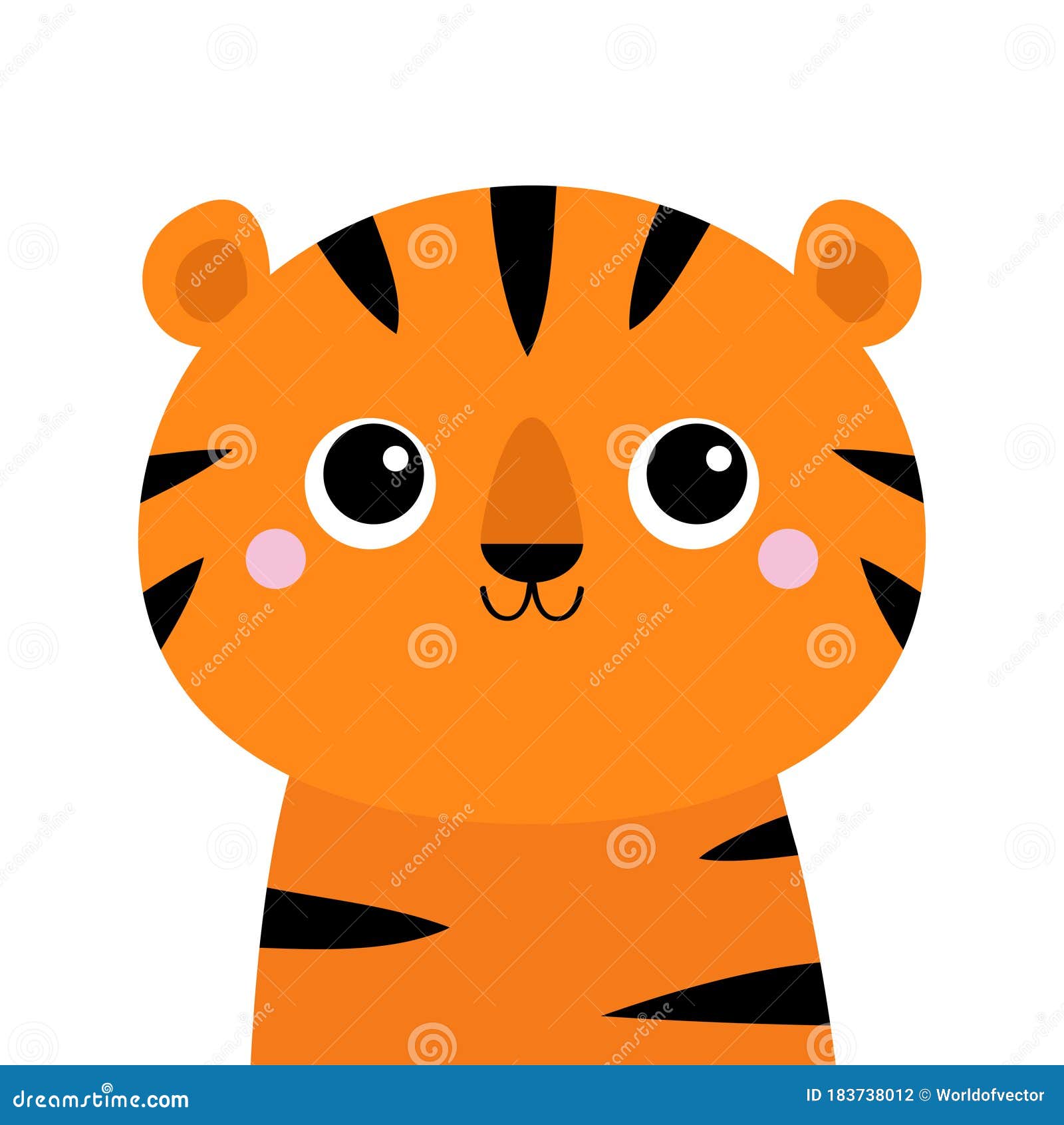 Tiger. Cute Cartoon Kawaii Funny Character. Big Eyes. Baby Animal  Collection Stock Vector - Illustration of flat, funny: 183738012