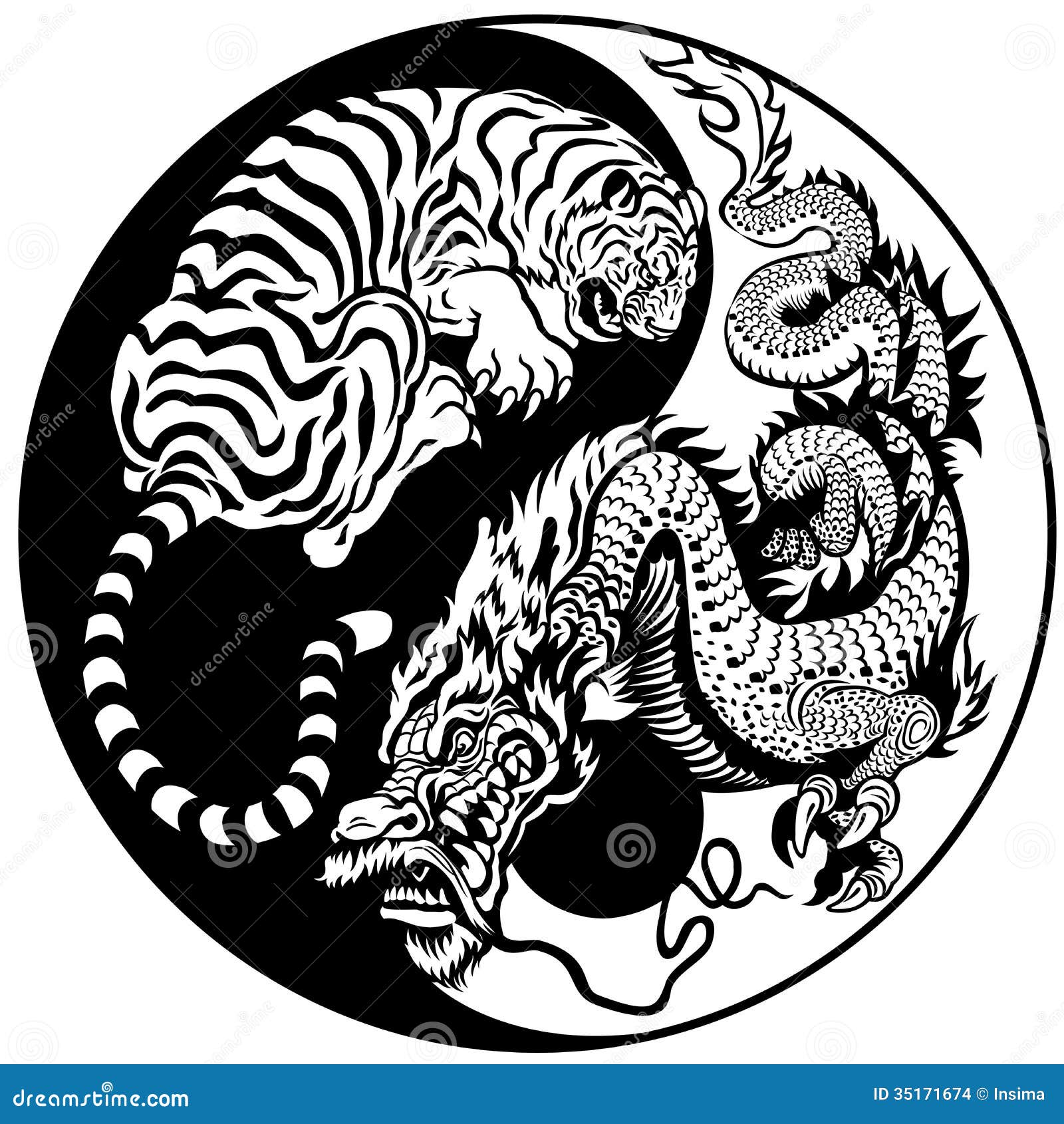 Considerazioni- parole- pensieri di un amico: La via dello Zen. Tiger-dragon-yin-yang-symbol-harmony-balance-35171674