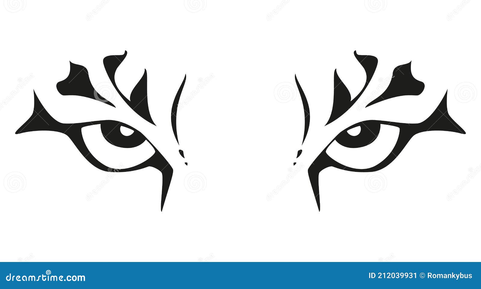 Tiger Eyes - Black and White Vector Tattoo Illustration Stock Vector -  Illustration of black, drawing: 212039931