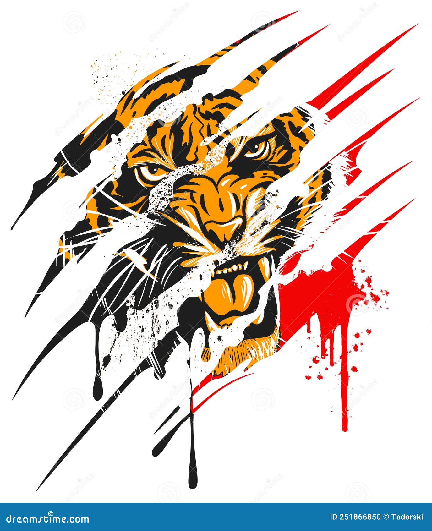 tiger face with claw scratches  image.