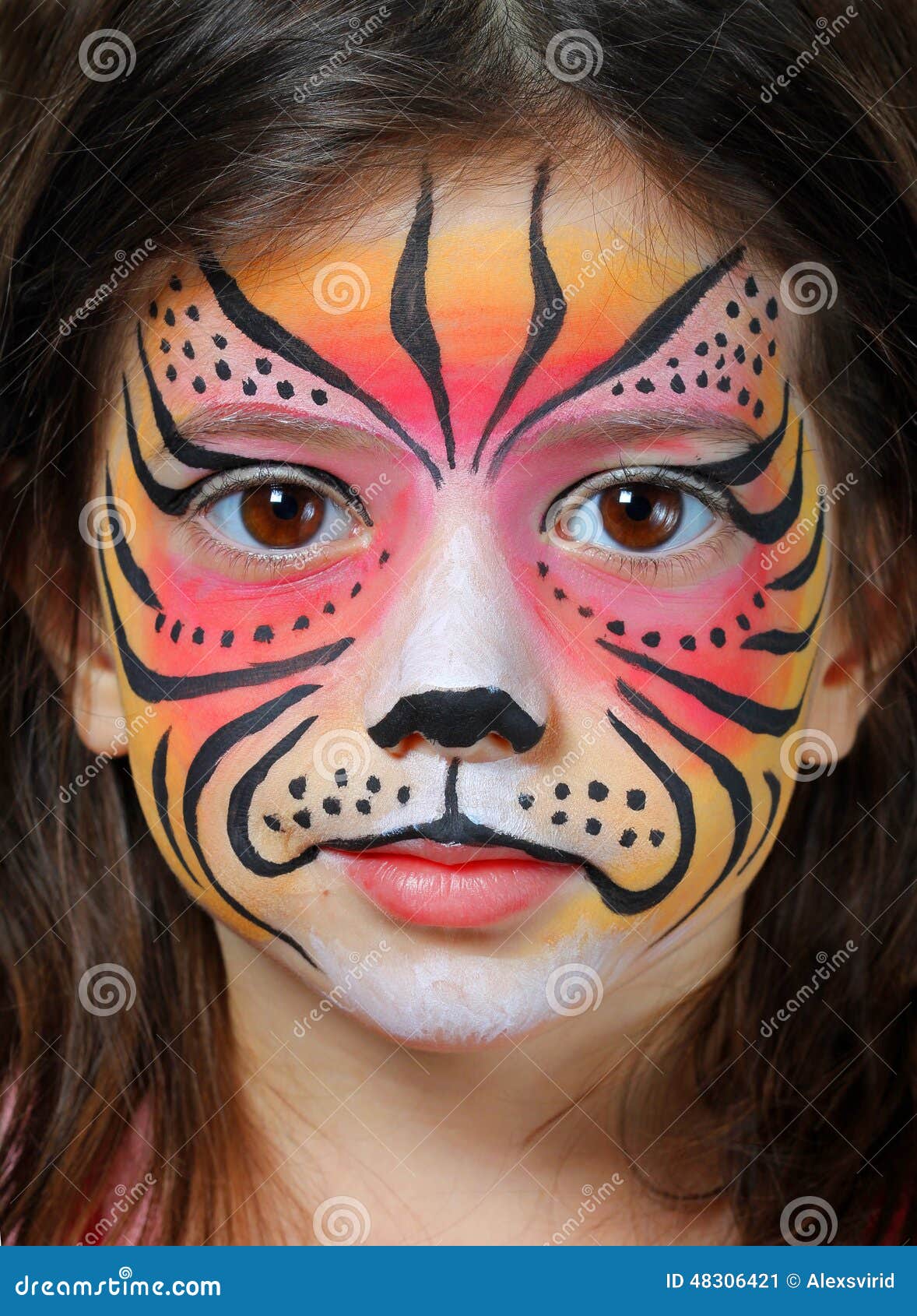 Pink tiger face paint  Tiger face paints, Face painting, Face