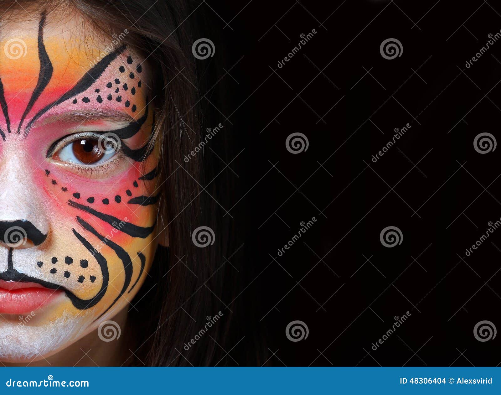 Tiger facepaint stock photo. Image of child, fashion - 48306404
