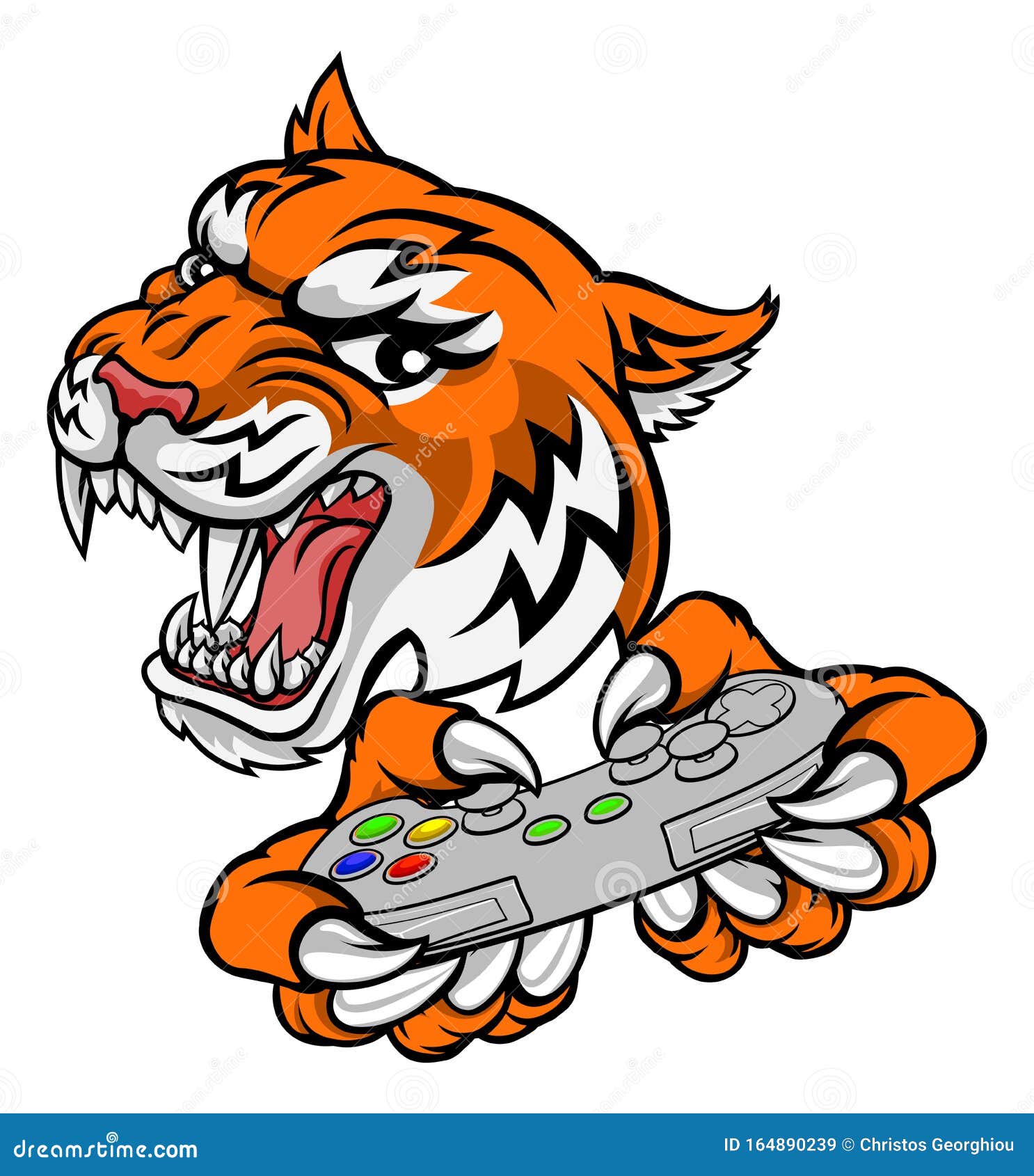 Tiger Gamer Video Game Controller Cartoon Mascot Stock Vector -  Illustration of controller, gamers: 164890239