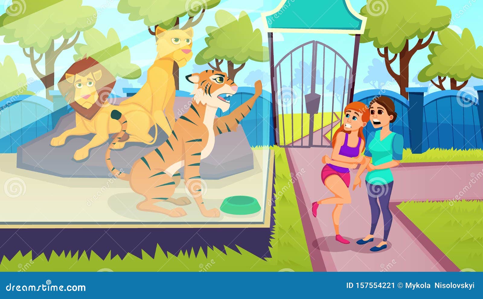 Люди в зоопарке вектор. Zoo Excursion illustration. Tiger Zoo Cage. Sunny Zoo girl. Tim liked going to the zoo one