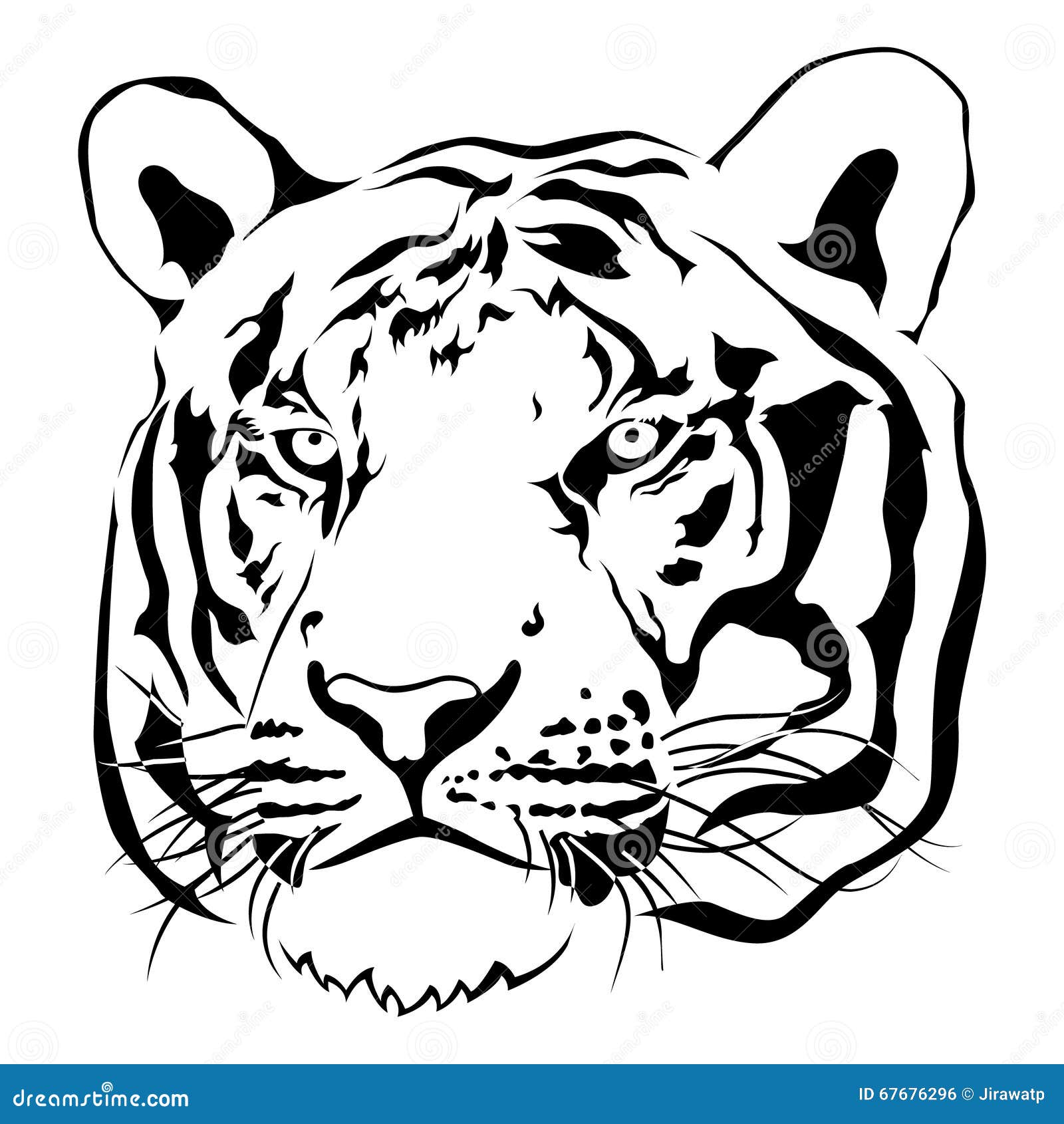 Tiger Head Black and White, Vector Stock Vector - Illustration of ...