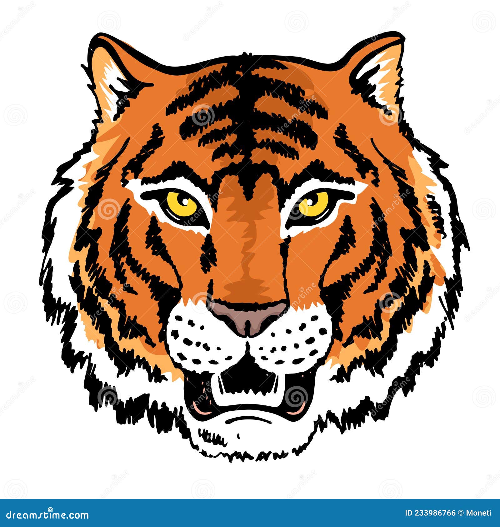 tiger head . tiger face sketch. suitable as a tattoo, team mascot, zoo or animal conservation center 