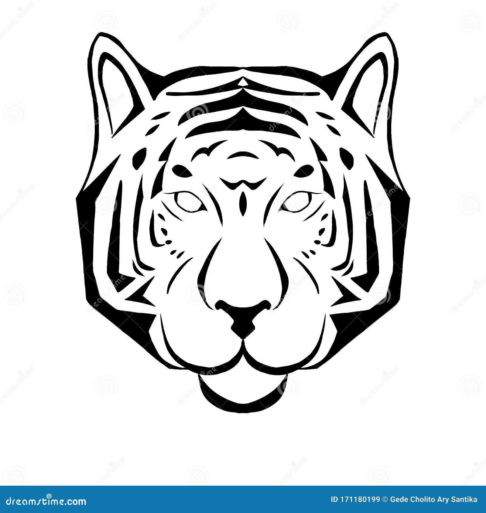 Tiger Head Illustration Tribal Digital Drawing- Printing Character Logo ...