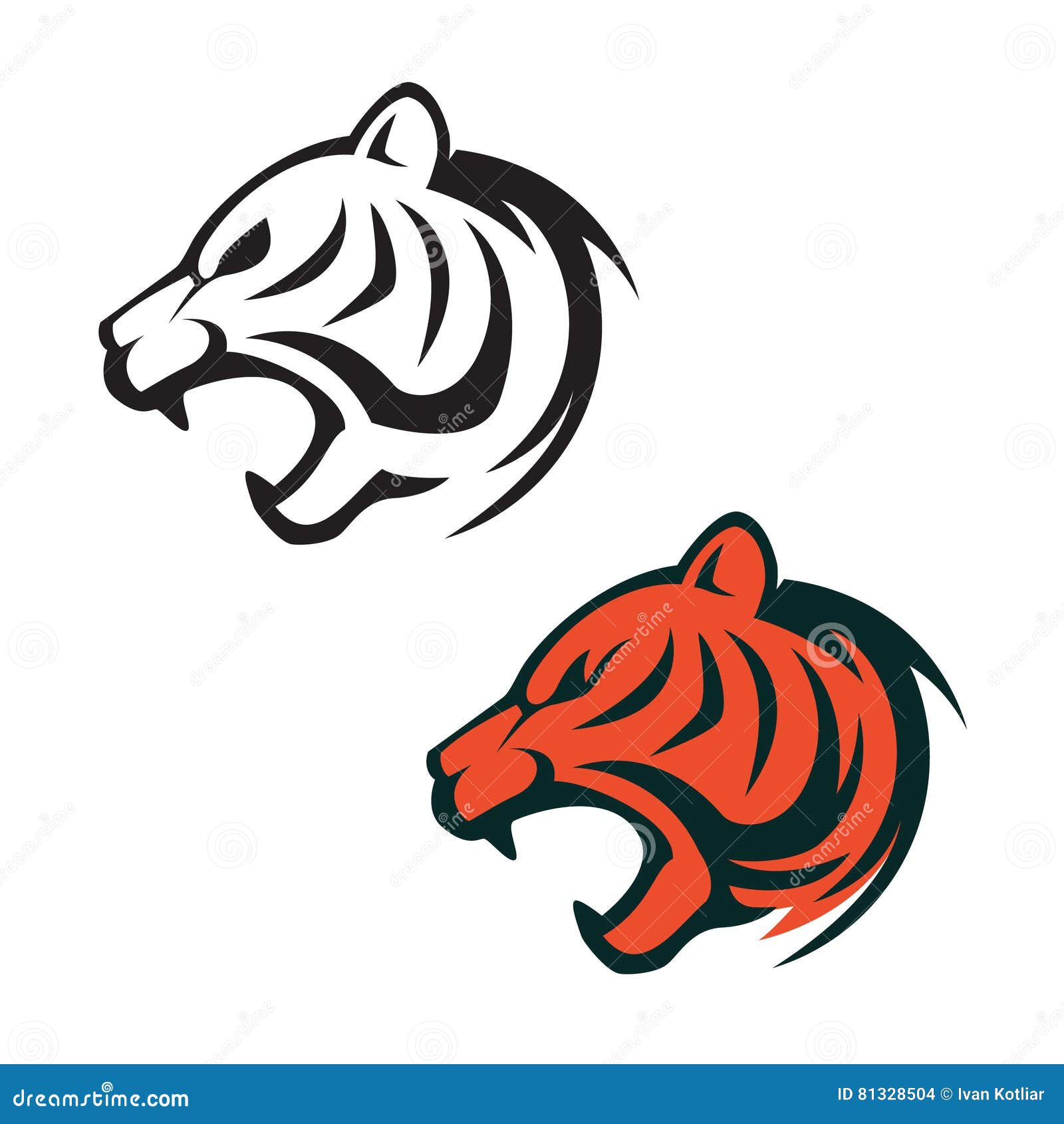 Tiger Head Logo Template. Design Element for Label, Sign, Brand Stock