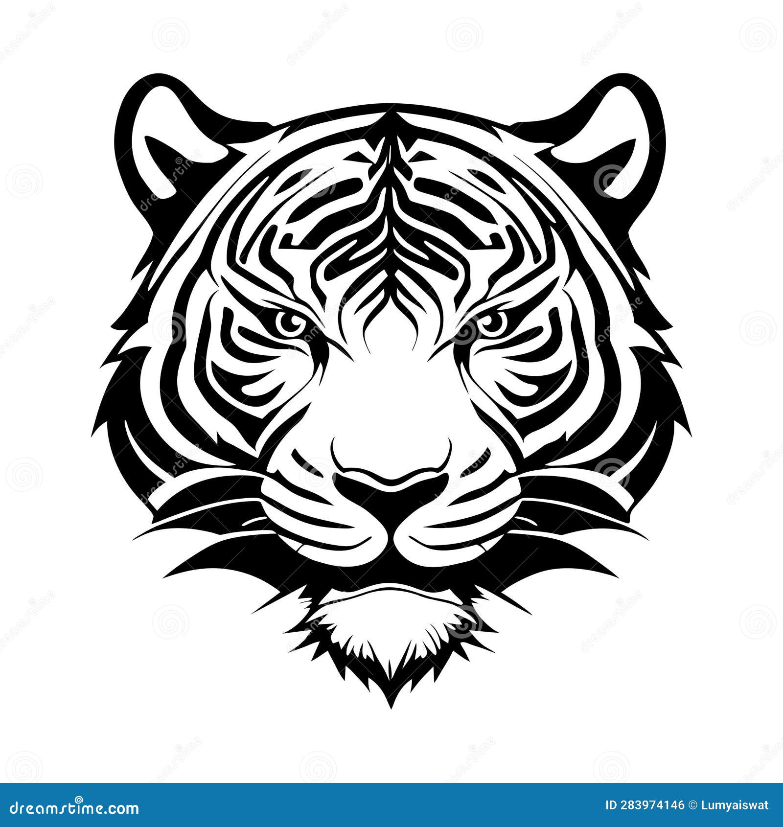 Black and White Tiger Head Logo Tattoo Vector Stock Vector ...