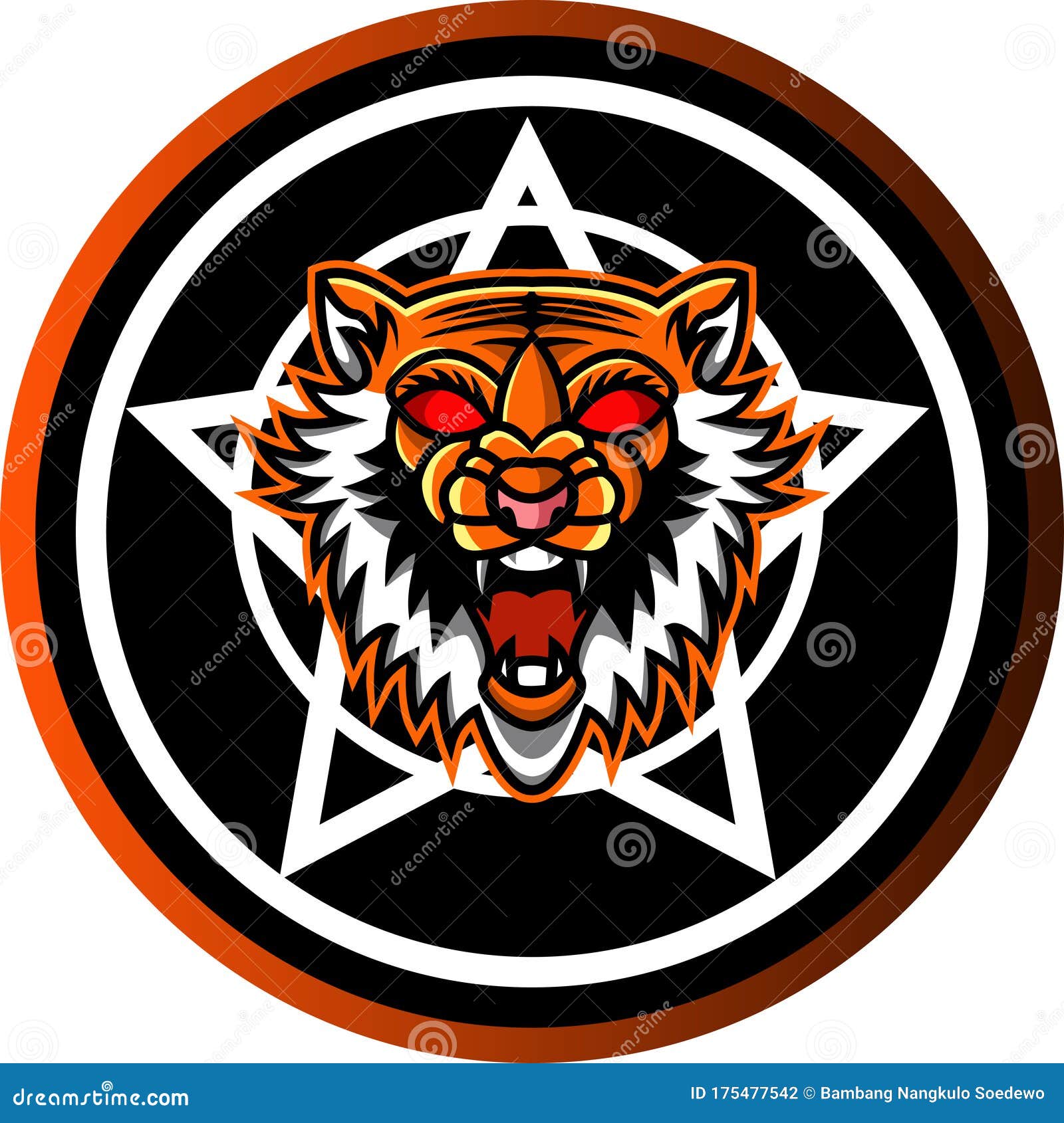 Tiger Head Mascot with Shield Stock Vector - Illustration of flag ...