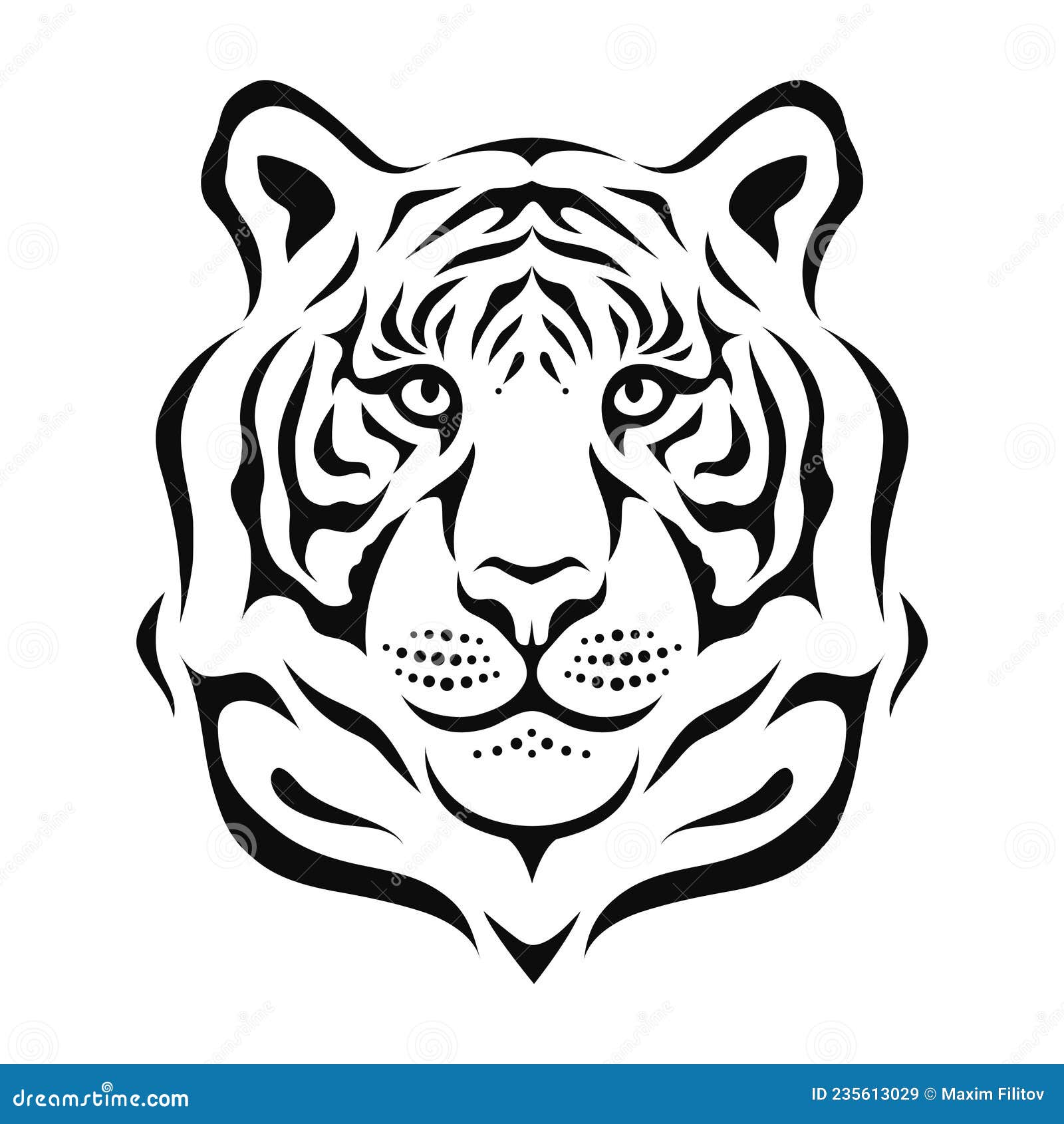 Tiger Head in Outline, Stylized Vector Illustration Stock Vector ...