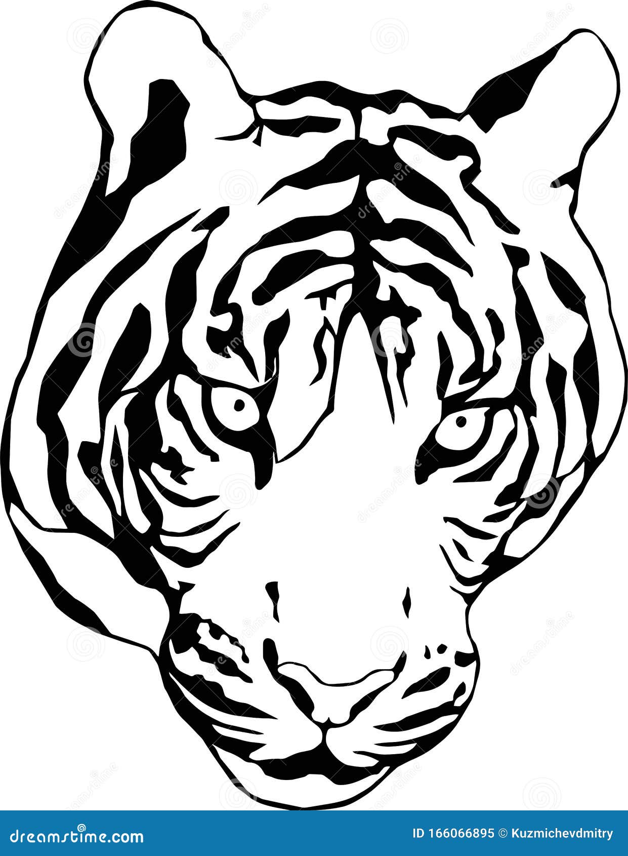 Tiger head silhouette stock vector. Illustration of species - 166066895
