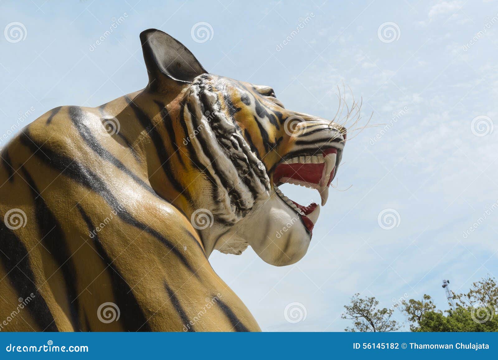 Tiger head statue stock photo. Image of figure, landmark 56145182