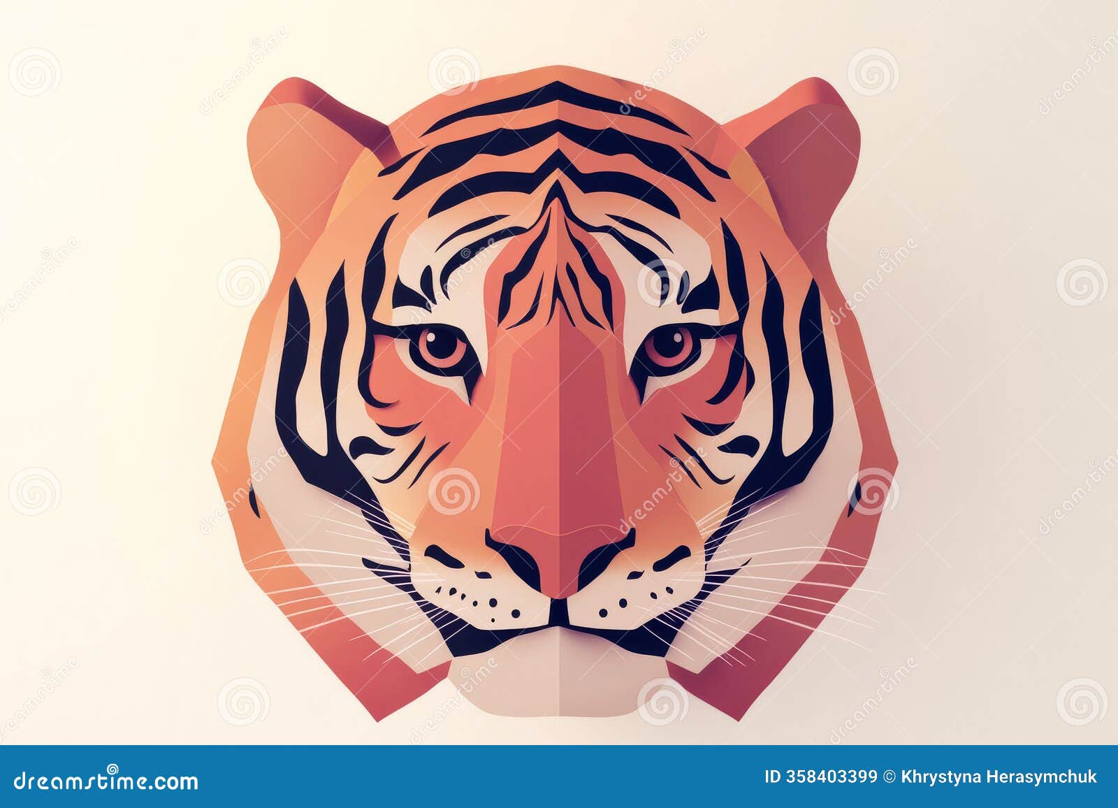 tiger , bold colors, graphic , stylized animal portrait, unique art style on a ai ganerated