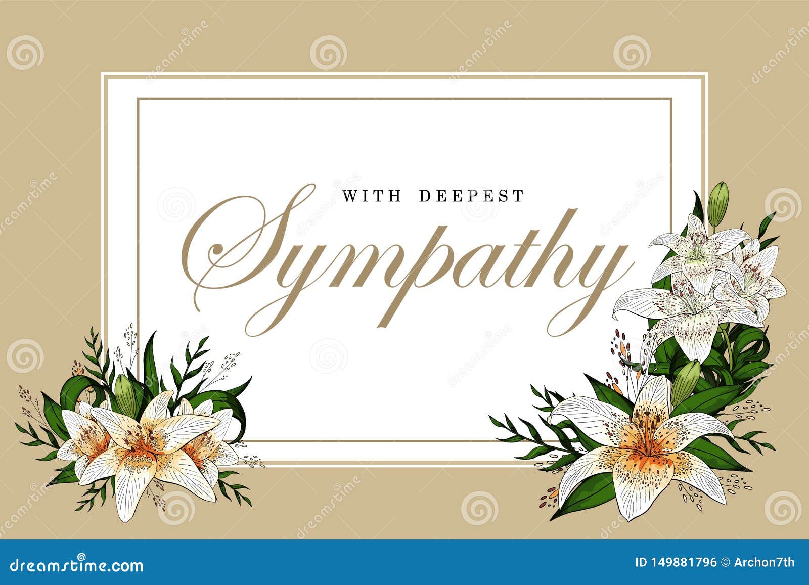 Condolences Sympathy Card Floral Lily Bouquet and Lettering Stock Intended For Sorry For Your Loss Card Template